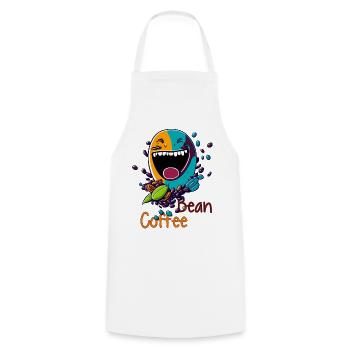 Lachende Kaffeebohne - Kochschürze - Weiß - Vorne - AI Model Male 185 dark (185cm)