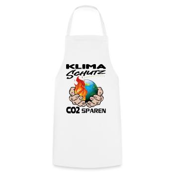 Klimawandel Klimakatastrophe CO2 sparen - Kochschürze - Weiß - Vorne - AI Model Male 185 dark (185cm)