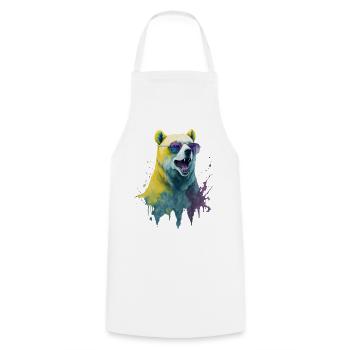 Cool polar bear with sunglasses, portrait - Cooking Apron - white - Front - AI Model Male 185 dark (185cm)