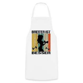 Bodybuilding Sprüche Frau Breiter ist besser - Kochschürze - Weiß - Vorne - AI Model Male 185 dark (185cm)