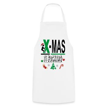 X Mas Christmas is Fucking Scheisse Mist - Kochschürze - Weiß - Vorne - AI Model Male 185 dark (185cm)