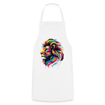 Lion - Cooking Apron - white - Front - AI Model Male 185 dark (185cm)
