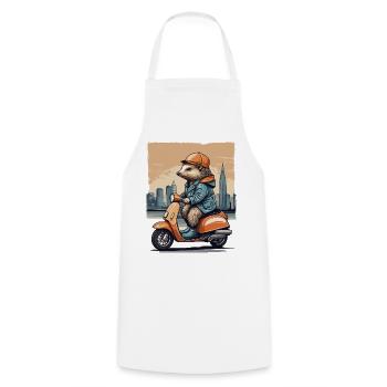 Süßer Igel auf Motorroller - Kochschürze - Weiß - Vorne - AI Model Male 185 dark (185cm)
