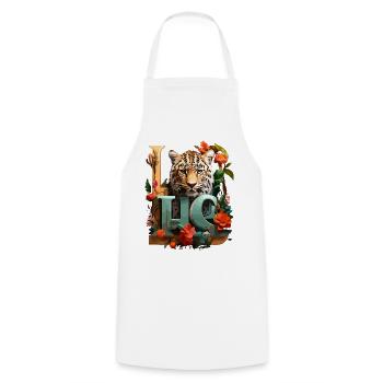 Tiger und Blumen Liebe - Kochschürze - Weiß - Vorne - AI Model Male 185 dark (185cm)