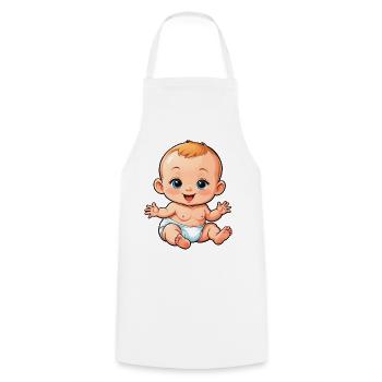 Cute & Happy Cartoon Baby - Cooking Apron - white - Front - AI Model Male 185 dark (185cm)