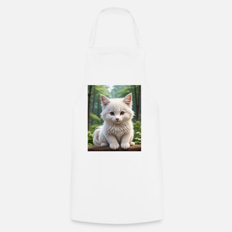 Cute Cat - Cooking Apron - white