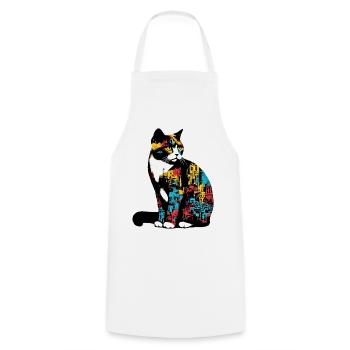 Chat - Tablier de cuisine - blanc - Devant - AI Model Male 185 dark (185cm)