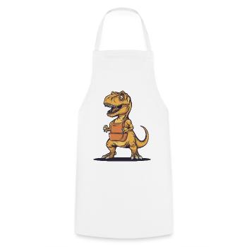 Humorvoller Dinosaurier mit Schürze - Kochschürze - Weiß - Vorne - AI Model Male 185 dark (185cm)