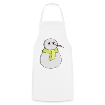 Snowman wearing a yellow scarf - Cooking Apron - white - Front - AI Model Male 185 dark (185cm)