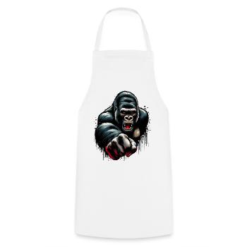 Gorilla - Kochschürze - Weiß - Vorne - AI Model Male 185 dark (185cm)