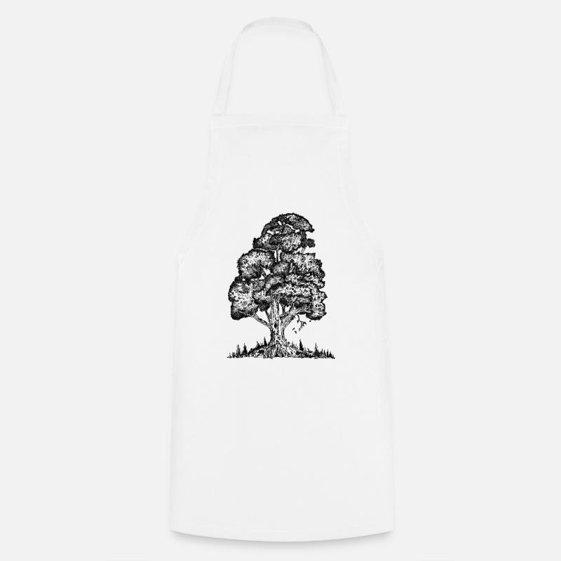 MJR - Black Tree - Cooking Apron - white