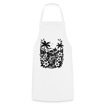 Holidays Beach and Palm Trees - Cooking Apron - white - Front - AI Model Male 185 dark (185cm)