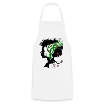 Abstract tree with flowers - Cooking Apron - white - Front - AI Model Male 185 dark (185cm)