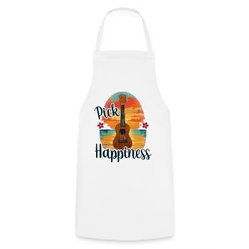 Pick Happiness! Ukulele Sunset - Kochschürze - Weiß - Vorne - AI Model Male 185 dark (185cm)