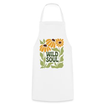 Wild Soul – Retro blumige Vibes - Kochschürze - Weiß - Vorne - AI Model Male 185 dark (185cm)