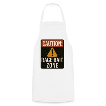 Attention Rage Appât Zone Signe, Drôle de Dicton - Tablier de cuisine - blanc - Devant - AI Model Male 185 dark (185cm)