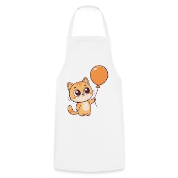 Chaton Ballon Orange Kawaii - Tablier de cuisine - blanc - Devant - AI Model Male 185 dark (185cm)