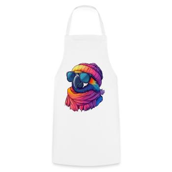 Colorful Parrot Cartoon Kawaii Winter Sunglasses - Cooking Apron - white - Front - AI Model Male 185 dark (185cm)