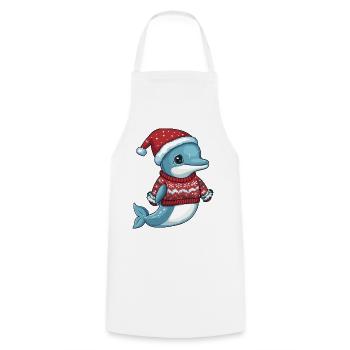 Dolphin Christmas Xmas - Cooking Apron - white - Front - AI Model Male 185 dark (185cm)