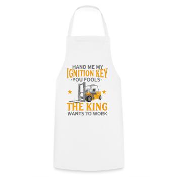 Hand Me My Ignition Key Forklift Operator King Art - Cooking Apron - white - Front - AI Model Male 185 dark (185cm)