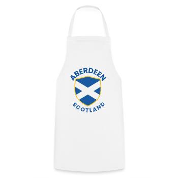 Aberdeen Shield: Scottish Crest - Cooking Apron - white - Front - AI Model Male 185 dark (185cm)