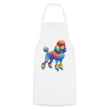Buntes Pudelhunde-Regenbogen-Pop-Art-Aquarell - Kochschürze - Weiß - Vorne - AI Model Male 185 dark (185cm)