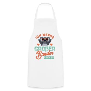 I'm going to be Big Brother 2026 -Pregnancy Baby - Cooking Apron - white - Front - AI Model Male 185 dark (185cm)