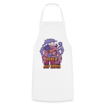 Work stress: hell on earth - Cooking Apron - white - Front - AI Model Male 185 dark (185cm)