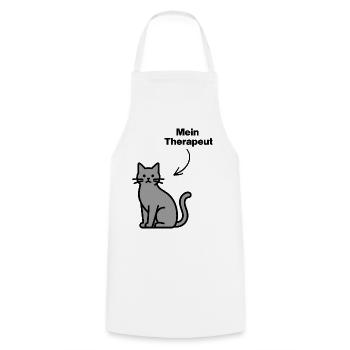 MEIN THERAPEUT: KATZE! FELLNASENLIEBE, CATLOVER - Kochschürze - Weiß - Vorne - AI Model Male 185 dark (185cm)