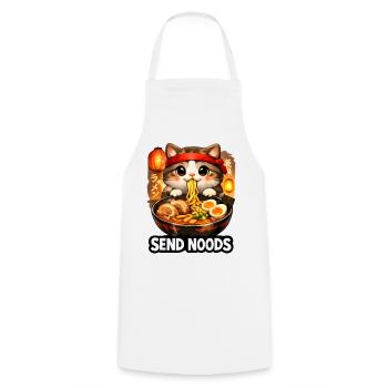 Ramen Katze Send Noods - Kochschürze - Weiß - Vorne - AI Model Male 185 dark (185cm)