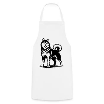 Alaskan Malamute in a proud pose - Cooking Apron - white - Front - AI Model Male 185 dark (185cm)
