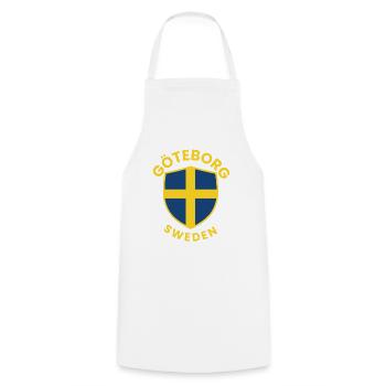 Göteborgs Sköld in Swedish Colors - Cooking Apron - white - Front - AI Model Male 185 dark (185cm)
