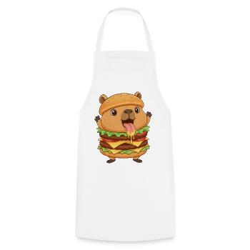 Süße Capybara Cartoon Fast Food Cheeseburger - Kochschürze - Weiß - Vorne - AI Model Male 185 dark (185cm)