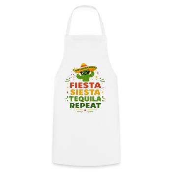 Fiesta Siesta Tequila Repeat - Kochschürze - Weiß - Vorne - AI Model Male 185 dark (185cm)