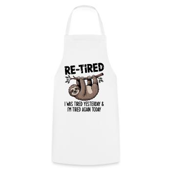 Re-tired – Lustiges Design für den Ruhestand - Kochschürze - Weiß - Vorne - AI Model Male 185 dark (185cm)