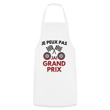 Je peux pas, j'ai Grand Prix, Humour course - Tablier de cuisine - blanc - Devant - AI Model Male 185 dark (185cm)