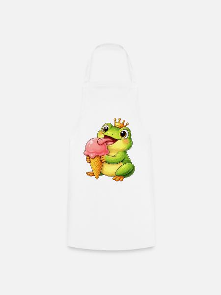 Süßer Frosch König mit Eis - Kochschürze - Weiß