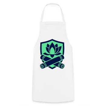Lotus Bambus Wappen Logo - Kochschürze - Weiß - Vorne - AI Model Male 185 dark (185cm)