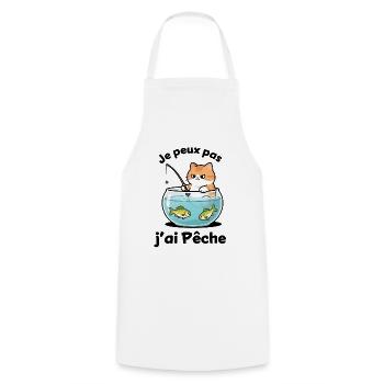 Chat pêcheur dans l'aquarium - Tablier de cuisine - blanc - Devant - AI Model Male 185 dark (185cm)