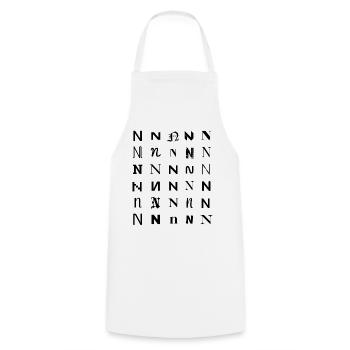 Typography N monogram letter mosaic design - Cooking Apron - white - Front - AI Model Male 185 dark (185cm)