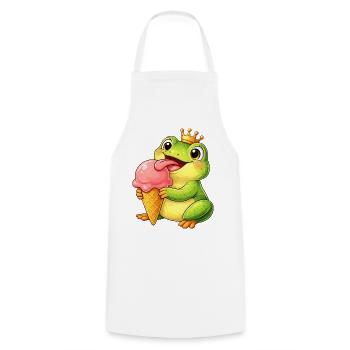 Süßer Frosch mit Eiskrone Sommer Eiscreme Cartoon - Cooking Apron - white - Front - AI Model Male 185 dark (185cm)
