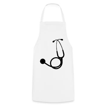 Stethoscope black - Cooking Apron - white - Front - AI Model Male 185 dark (185cm)
