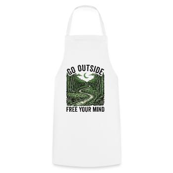 Go Outside Free Your Mind - Cooking Apron - white - Front - AI Model Male 185 dark (185cm)