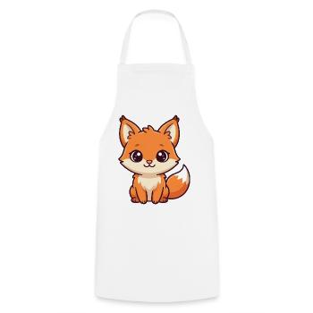 Cuddly Fox Kawaii Illustration - Cooking Apron - white - Front - AI Model Male 185 dark (185cm)