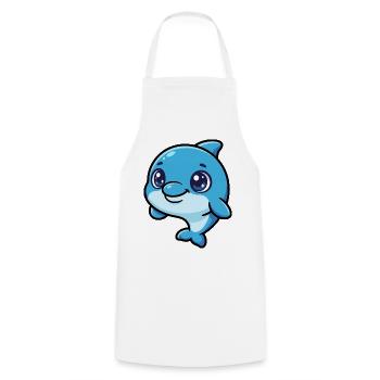 Dessin animé Dauphin Rieur Bleu - Tablier de cuisine - blanc - Devant - AI Model Male 185 dark (185cm)