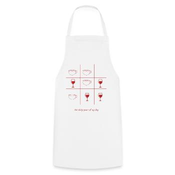 Coffee or wine English - Cooking Apron - white - Front - AI Model Male 185 dark (185cm)