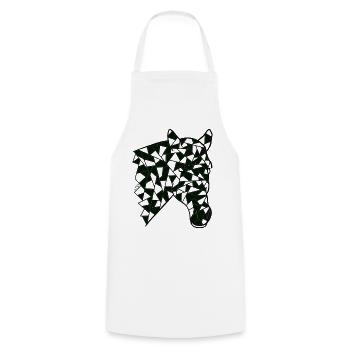 Black Mosaic Horse - Cooking Apron - white - Front - AI Model Male 185 dark (185cm)