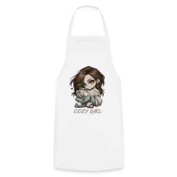 Cadeau d’hiver cocoa Chibi Cozy Girl - Tablier de cuisine - blanc - Devant - AI Model Male 185 dark (185cm)