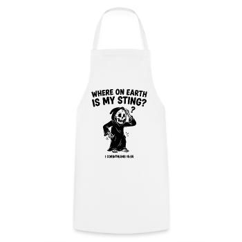 Where Is My Sting 1 Corinthians 15 - Cooking Apron - white - Front - AI Model Male 185 dark (185cm)