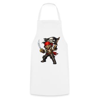 Pirat mit rotem Kopftuch - Kochschürze - Weiß - Vorne - AI Model Male 185 dark (185cm)